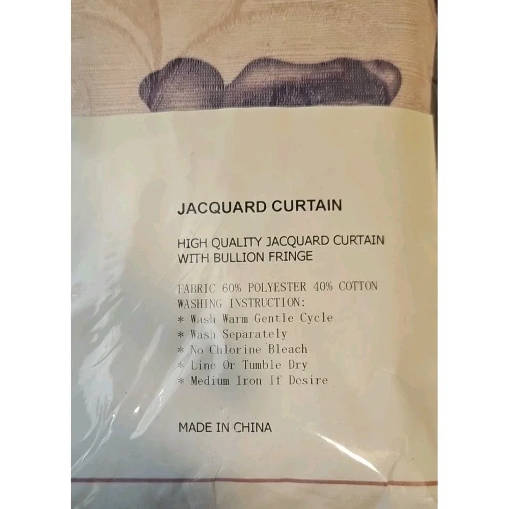 Jacquard Granny Core Curtain‎ Set w/Bullion Fringe 59x84 Set of 2 Purple Floral